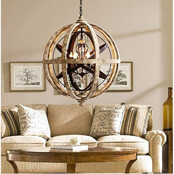 Wooden globe outlet chandelier